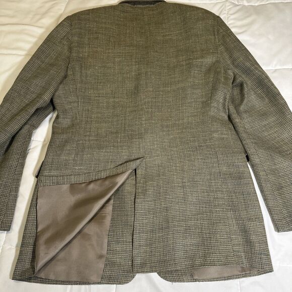 HICKEY FREEMAN WOOL SILK LINEN TAN SPORT COAT Sz 42L Single Breast Two Button - Picture 9 of 15